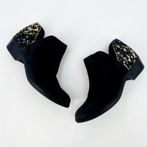 CREVO black suede calf hair d'orsay booties‎
